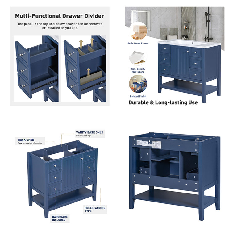 TONWIN Bathroom Vanity Without Sink, Base Only Wayfair Canada